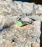 RARE UV Sea Glass and Hammered Sterling Silver Ring - Size M - 1356 - Image 3