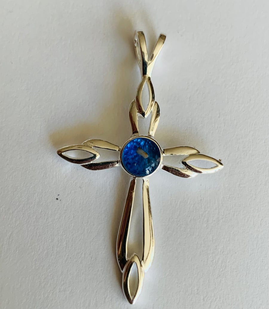 Memorial cross, ashes, hair, fur keepsake, cremation jewellery, pet memorial 