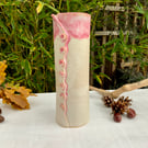 Tall Slim Vase with pink opal & sea salt glaze