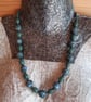 Forest green and ice blue shimmer polymer clay necklace