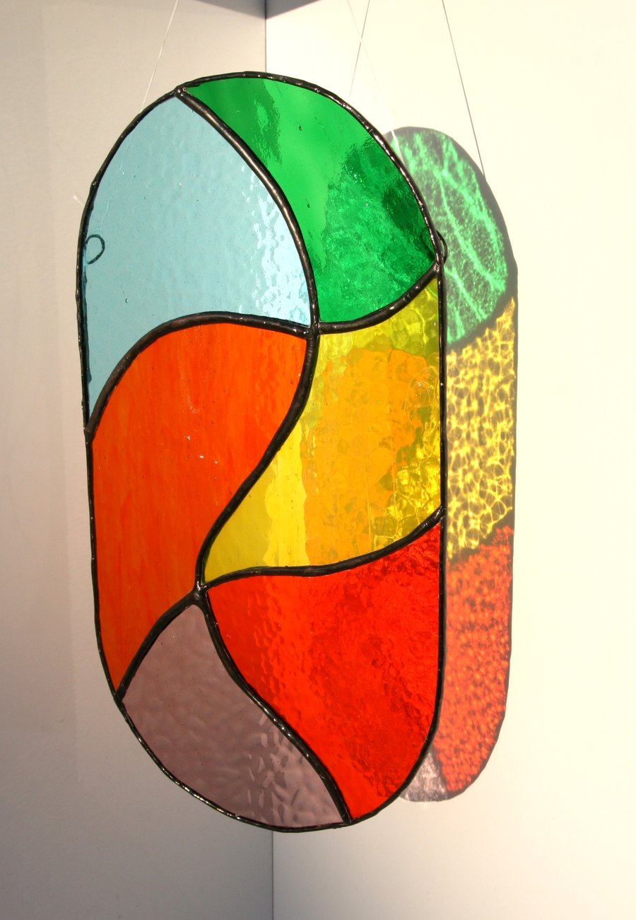 Stained glass abstract hanging glass art