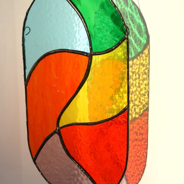 Stained glass abstract hanging glass art