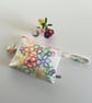 Clutch bag or purse recycled in a vintage floral embroidered tablecloth