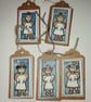 Quirky art whimsical handmade unique patchwork paper christmas angel tags 