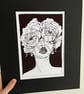 Original A5 Artwork Print - Flowers in her Hair