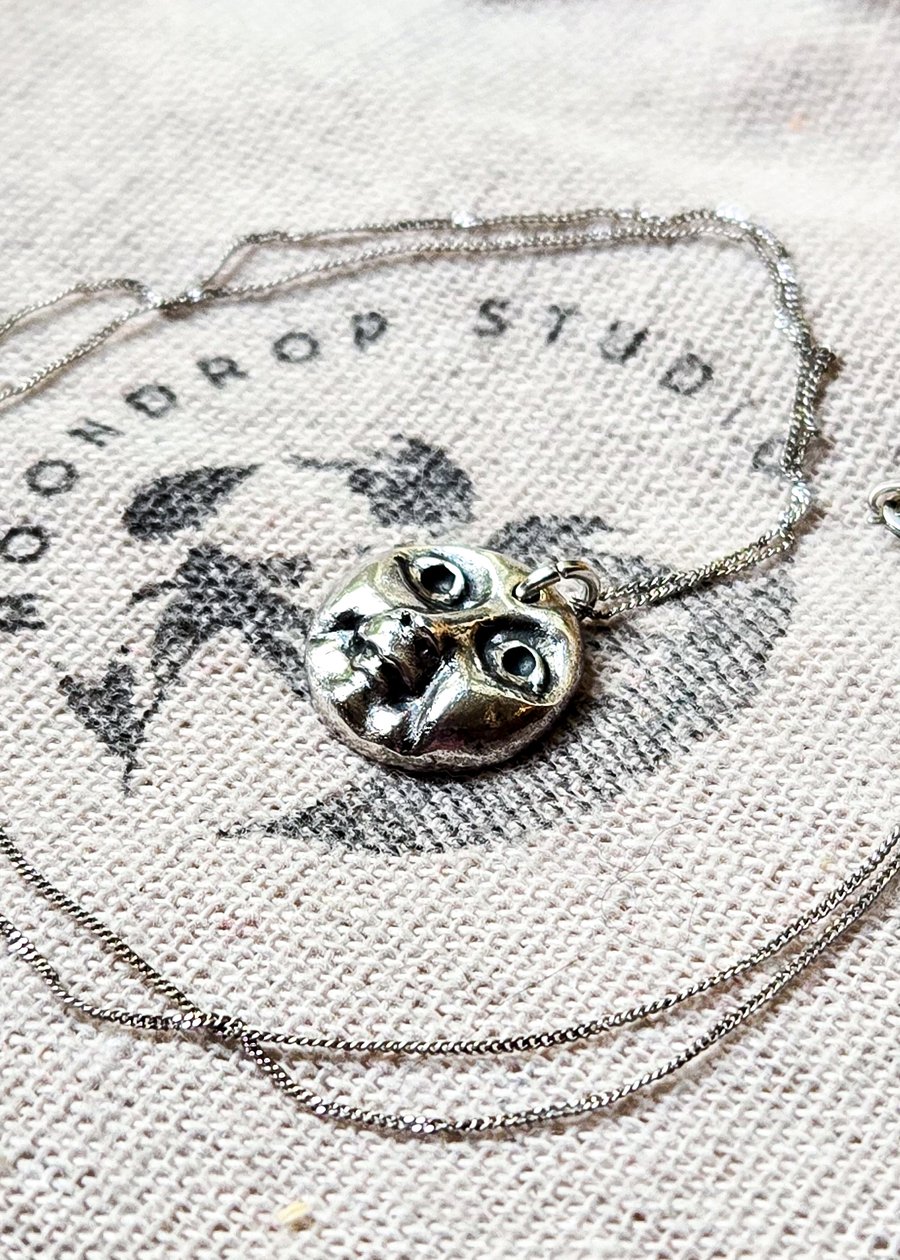 Mini Moon Necklace - Solid Fine Recycled Silver Celestial Moon Necklace