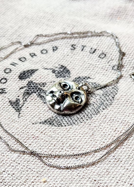 Mini Moon Necklace - Solid Fine Recycled Silver Celestial Moon Necklace