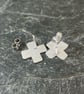 sterling silver kiss cross stud earrings - Image 3