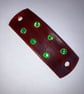 Dyed Brown Leather Hair Stick Barrette With 6 Green Gemstones - FREE SHIPPING - Image 4