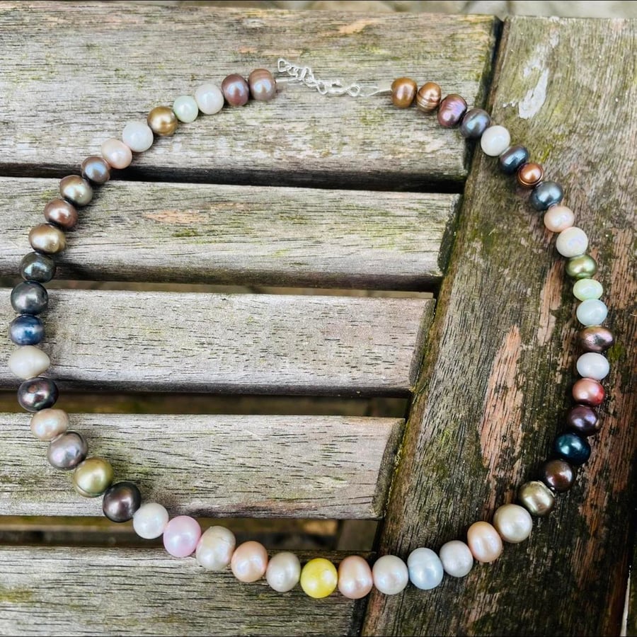 Rainbow Pearl Necklace