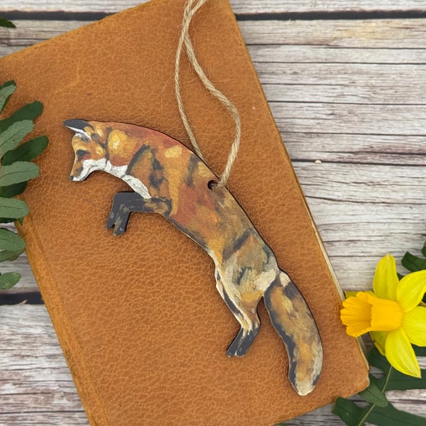 Sustainable Pouncing Fox Christmas Decoration