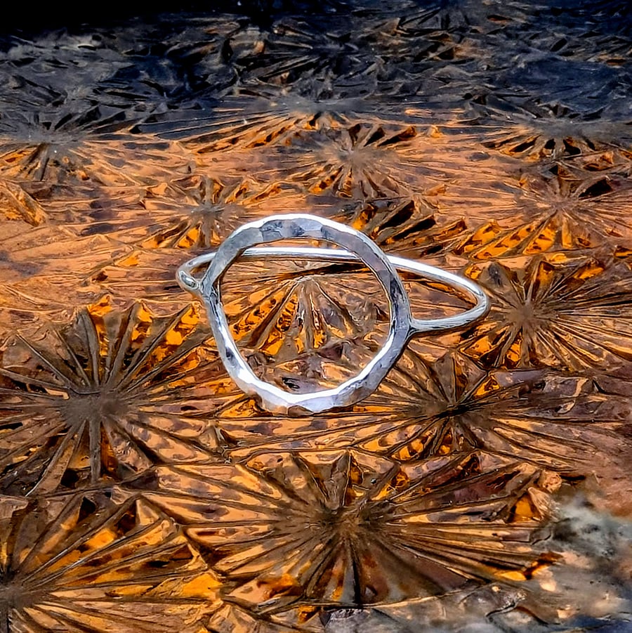 Hammered hoop ring - Sterling Silver