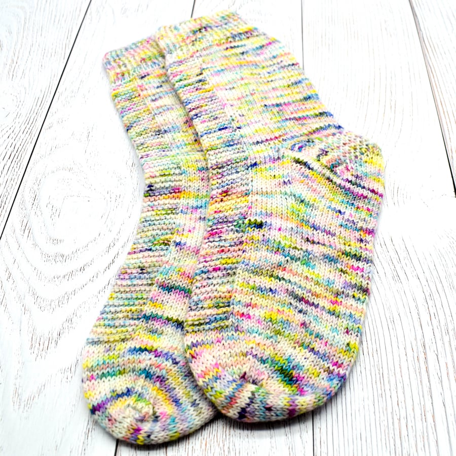 SOLD - Hand Knitted socks - Multicolour - UK 4-6