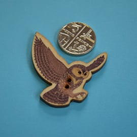 Wooden Flying Owl Shaped Buttons 35x35mm Bird (BD14)