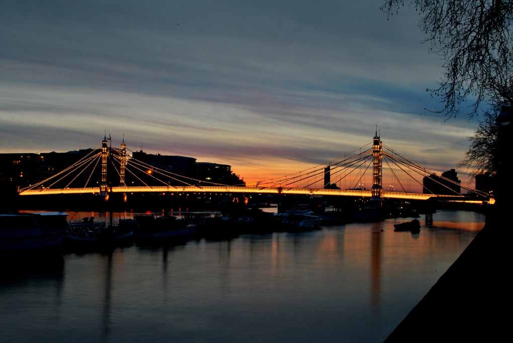 Albert Bridge London England UK 18"x12" Print
