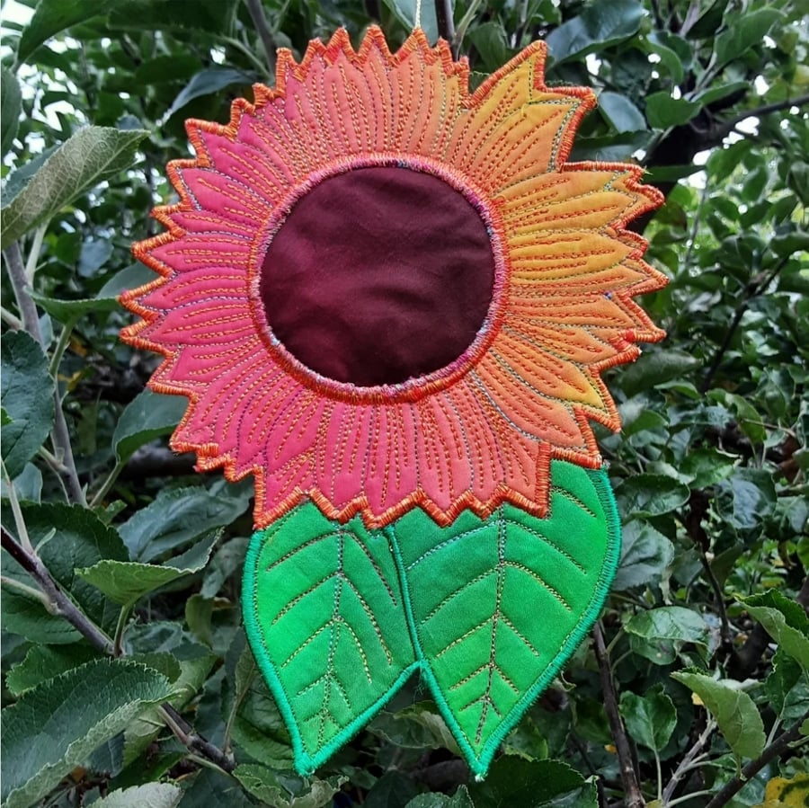 Sunflower Hanging Decoration Free Machine Embroidery