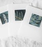 3 BOTANICAL CYANOTYPE PRINT CARDS WITH GOLD LEAF  - Image 1