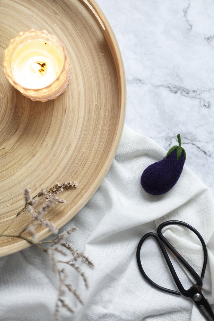 Seconds Sunday- Needle Felted Merino Wool Aubergine Brooch