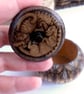 Wooden pyrography cats and feathers trinket pot with place on lid - Image 2