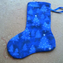 Pale Blue Trees on Royal Blue 10.5 inch stocking
