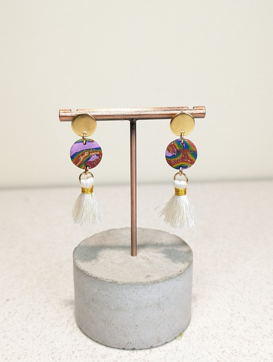 Rainbow tassel earrings 