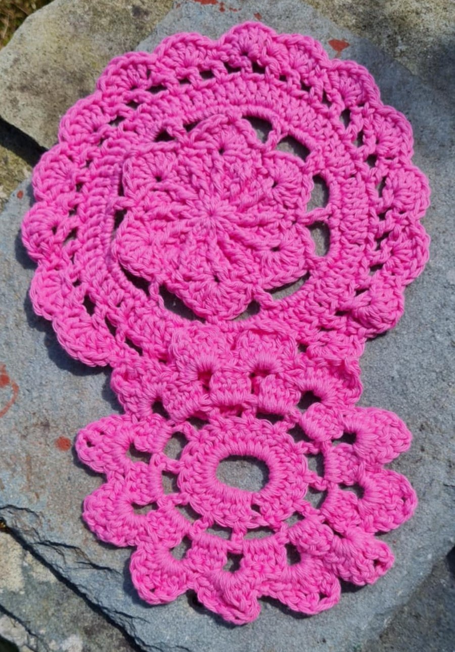 Crocheted Pink Cotton Doilies (set of 2)