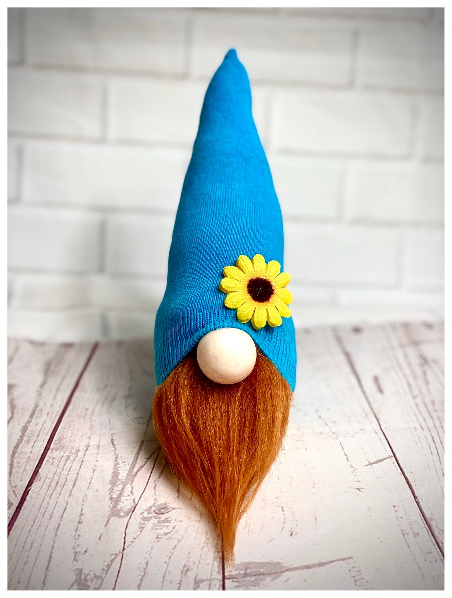 Turquoise Mini Nordic Gnome with Sunflower 