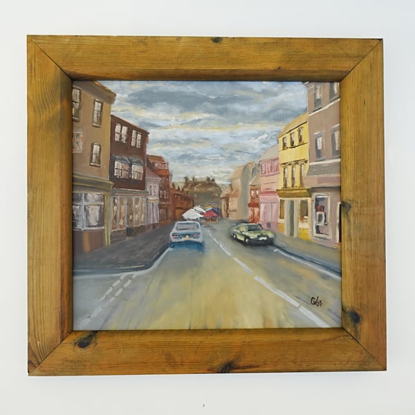 'Mold Market, Early Sun', Original oil painting, framed, 22.5x24in (57x61)