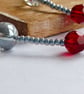 Ruby Red Glass Bead and Grey Seed Bead Necklace - Image 6