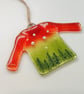 Xmas jumper tree decoration, Christmas tree ornament, fused glass, festive decor - Image 2