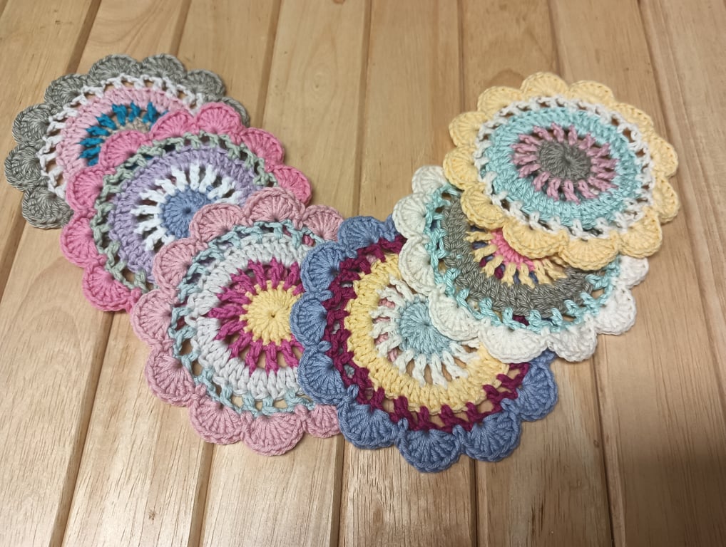 handmade crochet  flower coasters