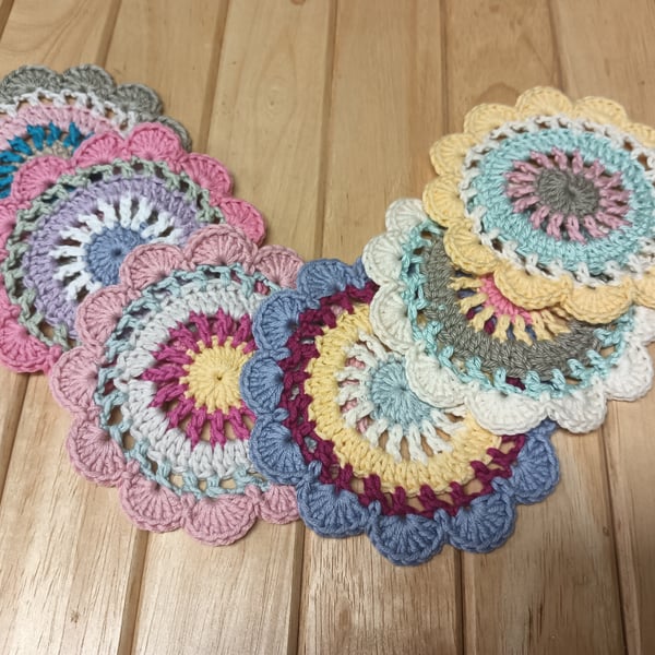 handmade crochet  flower coasters