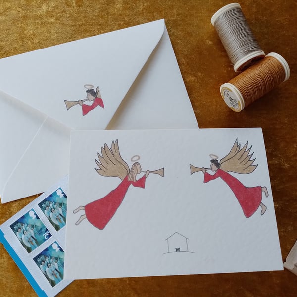 Christmas card with original angels design