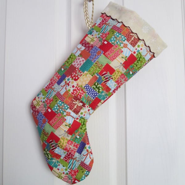 Multicoloured Parcels Christmas Stocking