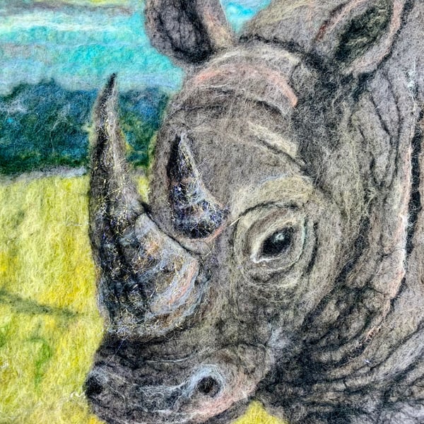 I need space…Rhino (original felted ‘painting’)