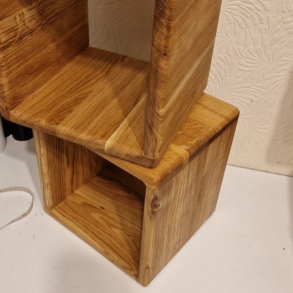 Solid Oak Cube Shelf – Handmade 25x25cm Wooden Storage Cube x1