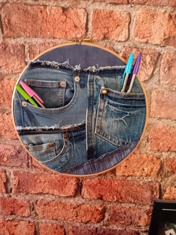 Handmade Denim Pocket Wall Hanging - Large