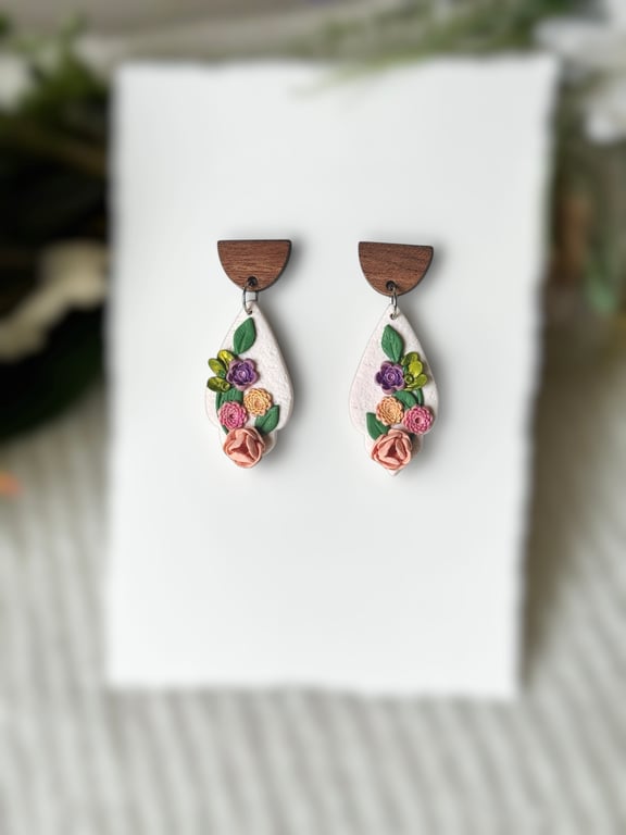 Flower Meadow Polymer Clay Earrings