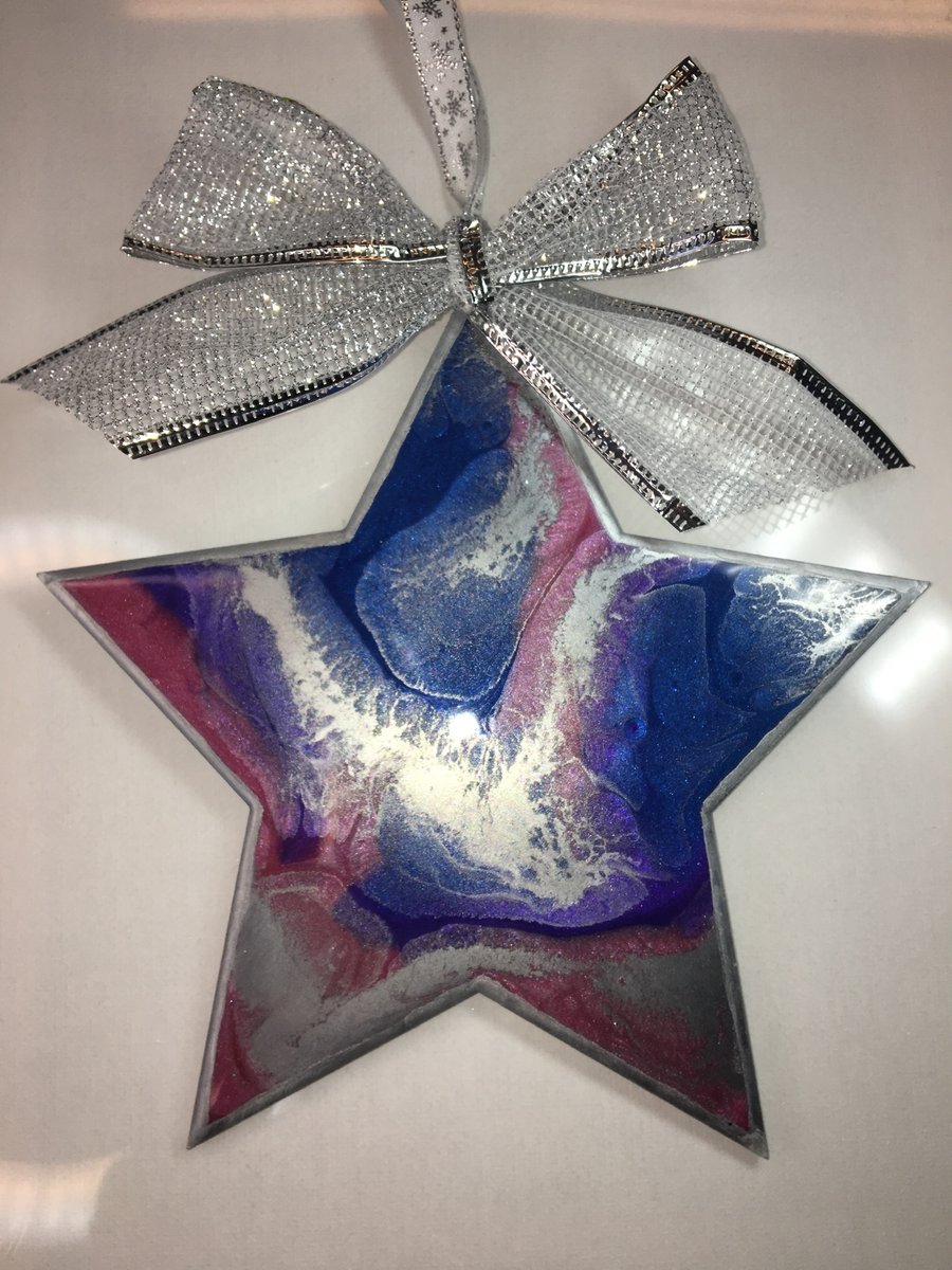 Christmas decoration, abstract, star,  blue, purple, pink, silver 