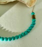Turquoise Howlite and gold Hematite chain necklace - Image 3