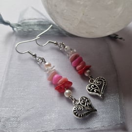 Beautiful heart dangle earrings