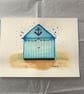 Soft & Whimsy Beach Hut Original Artwork, 9x12, Mixed Media