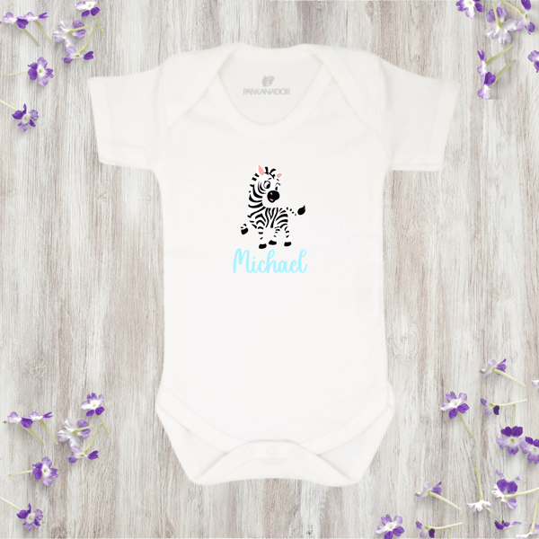 Personalised Zebra Baby Bodysuit – Cute Safari Baby Grow With Name