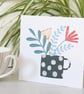 Black Spot Flower Vase Greetings Card - Image 3