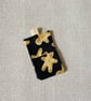 Navy Blue Gingerbread Men Cotton Fabric Gift Card Holder.