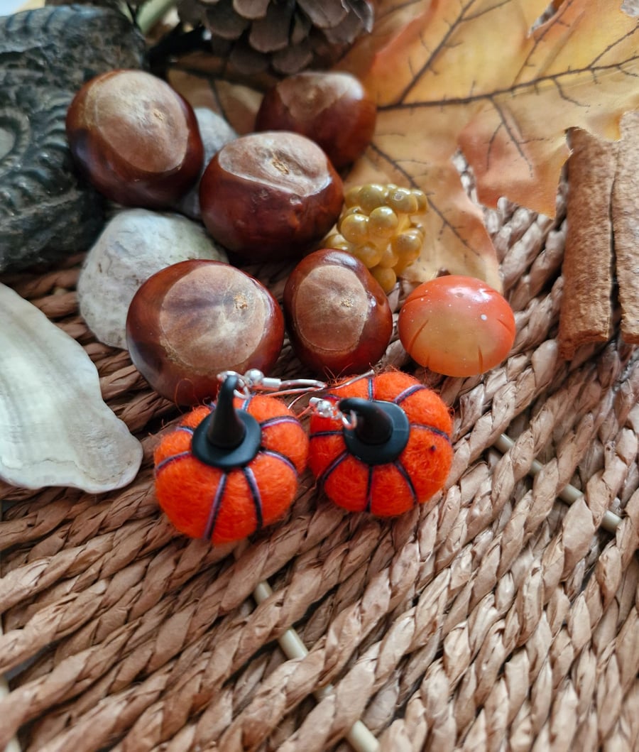 Harvest Witch Pumpkin Earrings
