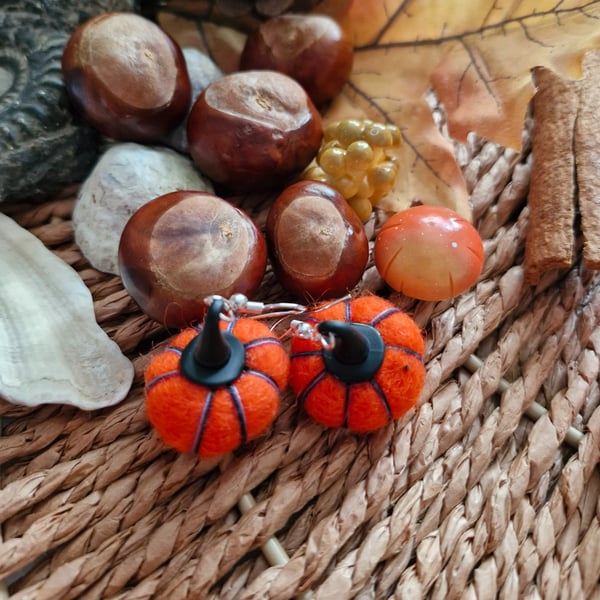 Harvest Witch Pumpkin Earrings