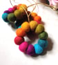 Felt Ball Mini Wreath Hanging Decorations, Set of 3, Rainbow Colours. - Image 3