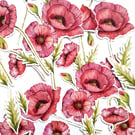 Poppy flower die cuts, ephemera card topper embellishments