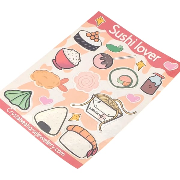 Sushi sticker sheet hand drawn sticker page 